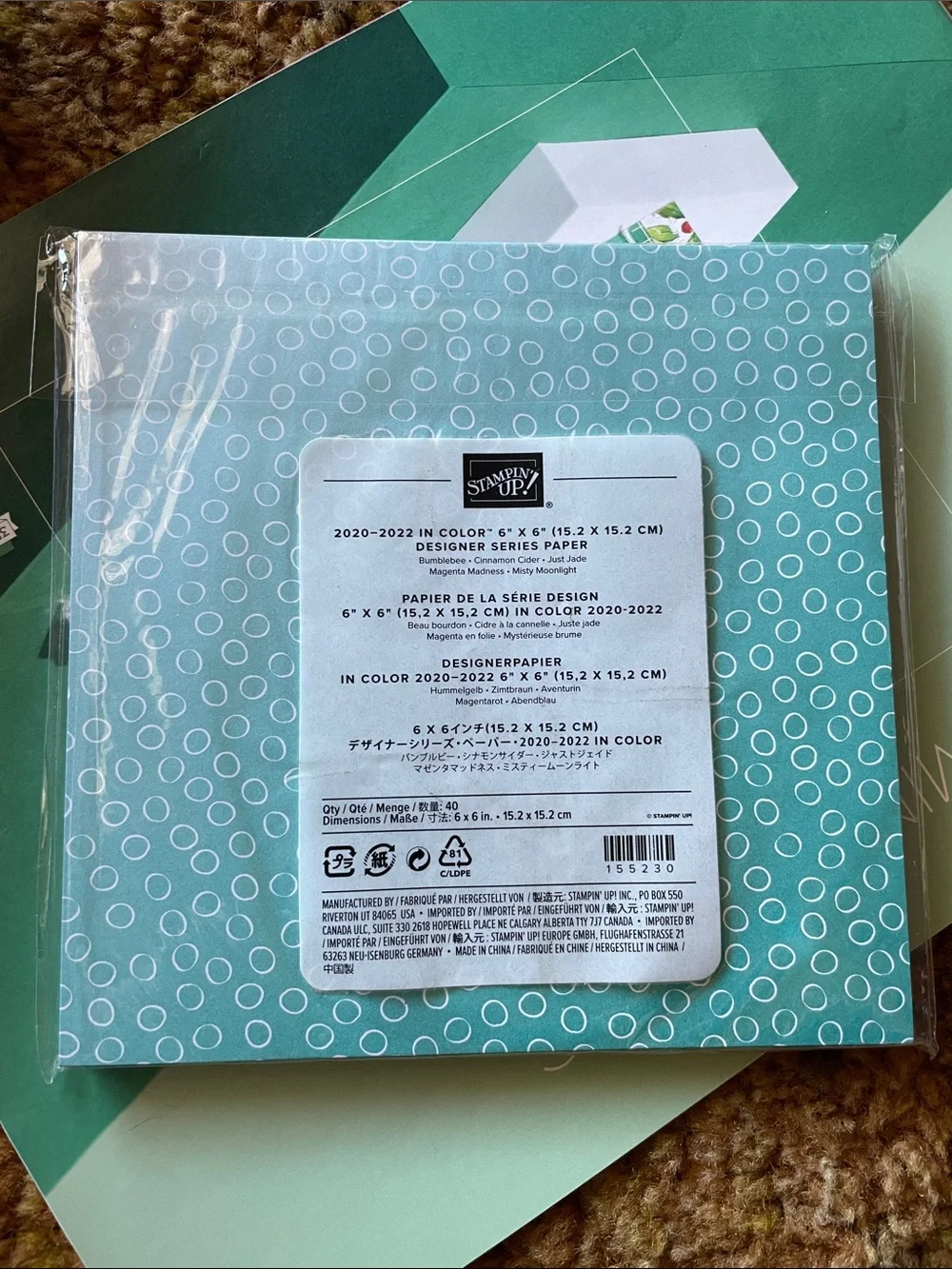 Stampin' Up! In Color 20-20 Aqua Polka Dot Designer Series Paper - 6